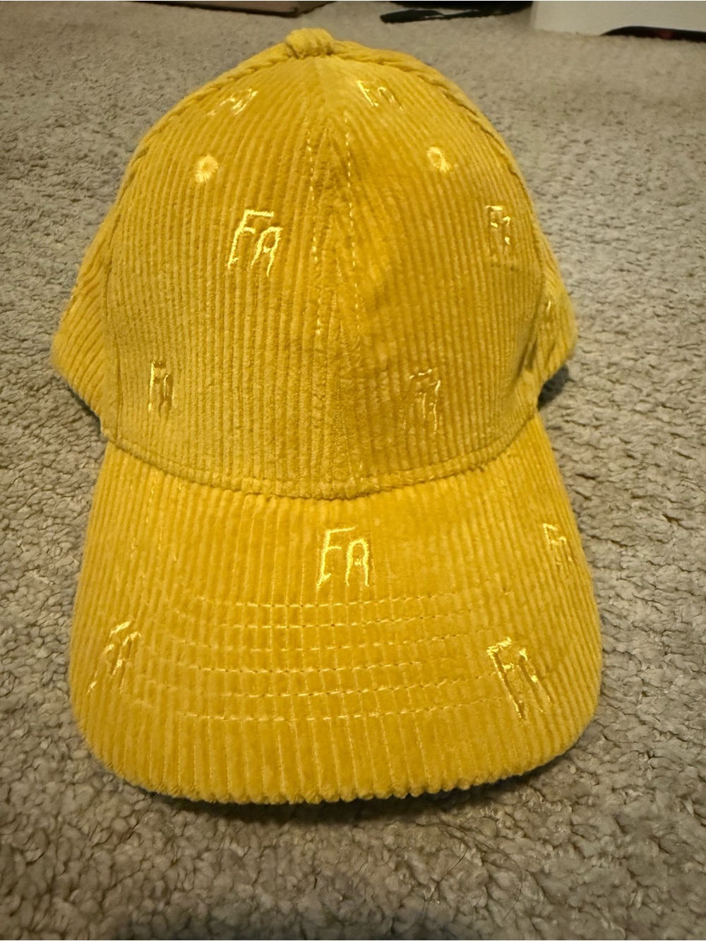 FA Yellow Corduroy Embroidered Baseball Cap
